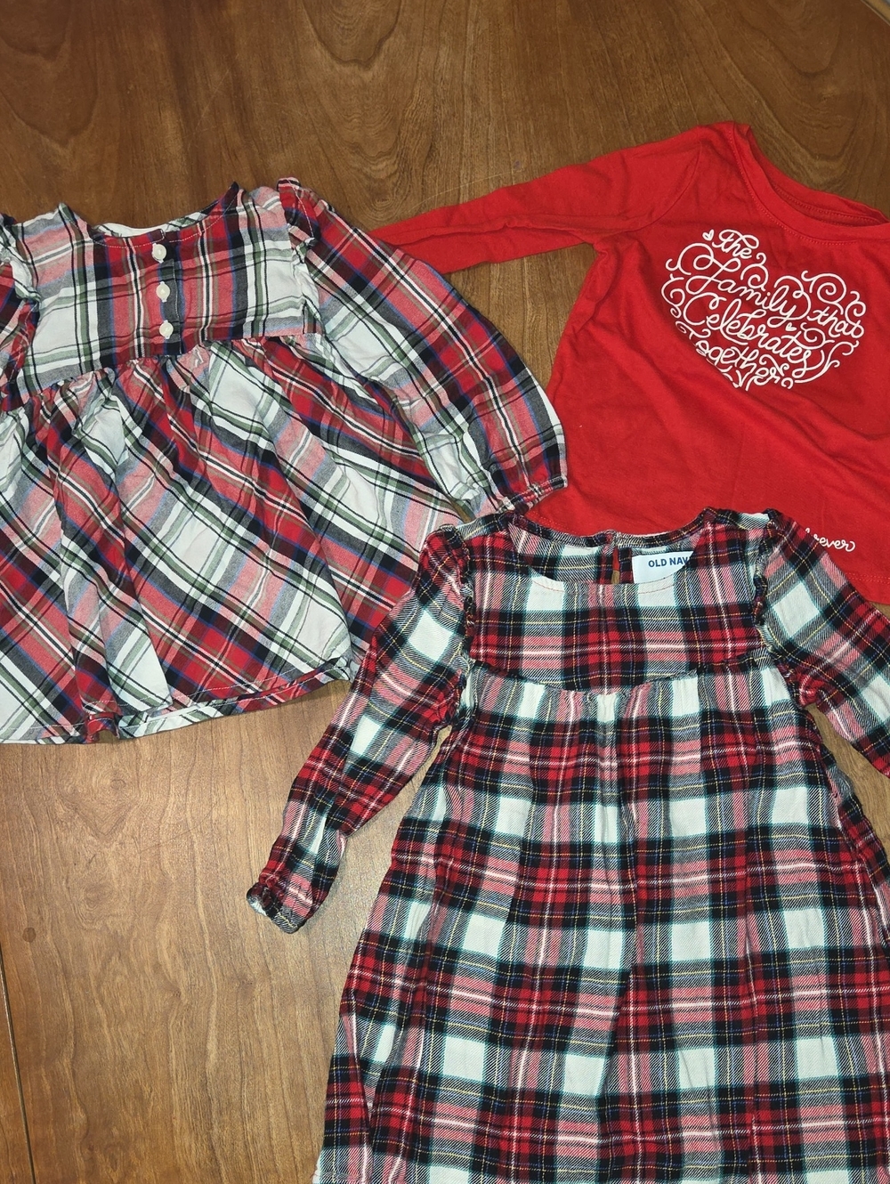 Old Navy Red and White Plaid Girls' Long-Sleeve Dresse, Cat & Jack Tops